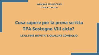 SOS Prova scritta TFA Sostegno VIII ciclo [upl. by Eustace563]