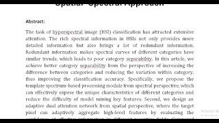 Achieving Better Category Separability for Hyperspectral Image Classification A Spatial–Spectral App [upl. by Anaytat]