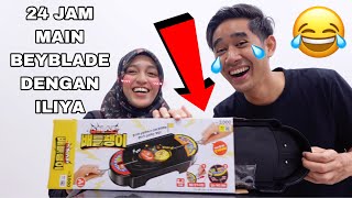 24 JAM MAIN BEYBLADE DENGAN ILIYA 😂 KALAH KENA MAKAN CILI 🔥🌶️😈 [upl. by Aileve]