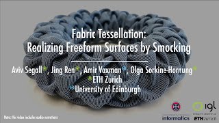 SIGGRAPH 2024 Fabric Tessellation Realizing Freeform Surfaces by Smocking [upl. by Lenuahs]