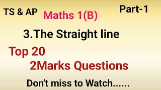 Maths 1bTop 20 2marks Questions3The straight linesPart1 [upl. by Alak128]