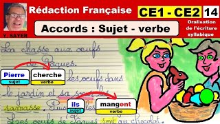 Accords sujet verbe ce1 ce2  Rédaction sur Pâques en français  14 [upl. by Arza]