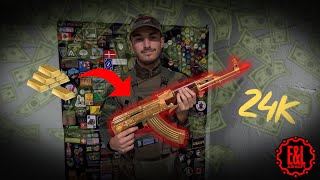 Unboxing a 24K Gold Plated Airsoft AKMS [upl. by Einhapets609]