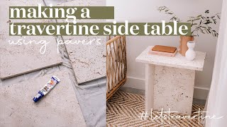 How to make a travertine side table out of pavers for 56 [upl. by Ahtivak]