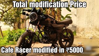 Cafe Racer modification Price ₹5000   Total cost of modification [upl. by Marih58]