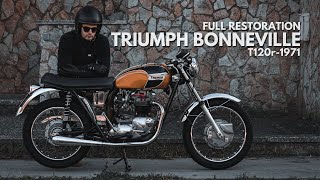 Triumph Bonneville T120r 1971  Full Restoration Classic Motorcycle  Girona Cafe Racers  ASMR [upl. by Christine]