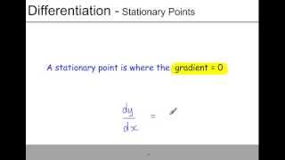 C1  Differentiaion  Stationary Points [upl. by Nylrad82]