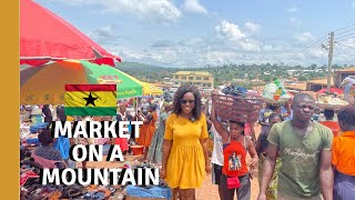 GHANA VLOG  COME SHOPPING AT A BEAUTIFUL GHANA MARKET ON A MOUNTAIN COST OF FOOD  LIVING IN GHANA [upl. by Gino]