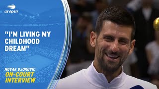 Novak Djokovic OnCourt Interview  2023 US Open Final [upl. by Abbotson]