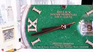 Rolex DayDate 36 Green Aventurine Dial Diamond Everose Gold President Watch 128345RBR  WATCHGUYNYC [upl. by Yks]