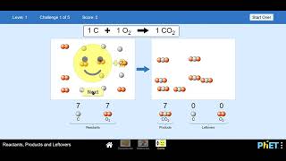 Reactants Products and Leftovers Game PhET Simulation [upl. by Redla265]