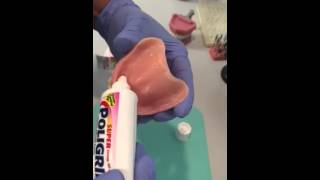 Applying denture adhesive paste [upl. by Ardra]