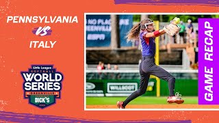 Game Highlights Pennsylvania vs Italy  Little League Softball World Series [upl. by Anrat]