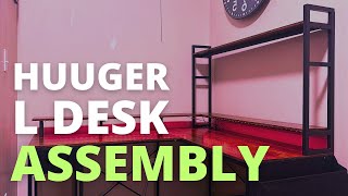 Huuger L Shaped Gaming Desk with LED Lights amp Power Outlets Assembly  Lateefa 88quot L Shaped Desk LED [upl. by Anaigroeg]