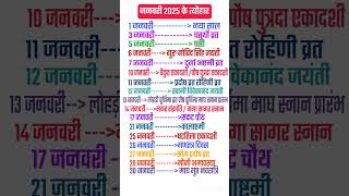 जनवरी 2025 के व्रत और त्यौहार  hindu calendar 2025 january festival hinduvarttyohar2025 [upl. by Brandwein]