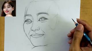 Sketching Yuko Araki using the Loomis method [upl. by Archibaldo68]