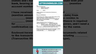 Request Letter to Bank for Issuing Inward Remittance Certificate [upl. by Fleur148]