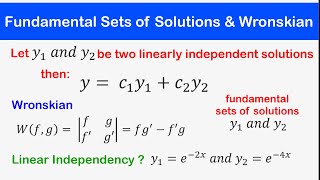 🔵19  Fundamental Sets of Solution and Wronskian Principle of Superposition of Differential Equs [upl. by Akena]