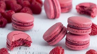 Raspberry Macarons  Italian Meringue Method [upl. by Tudela802]