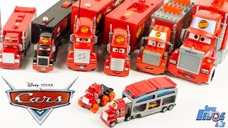 Disney Pixar Cars Mack Truck 9 Camions Collection Flash McQueen Toy Review Lightning McQueen [upl. by Onid]