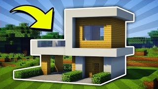 ✔ Como hacer una Pequeña CASA MODERNA en Minecraft Survival FACIL [upl. by Ynottirb]