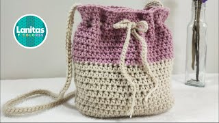 Bolso TEJIDO a CROCHET paso a paso puntos basicos  Lanitas y Colores [upl. by Rialc150]