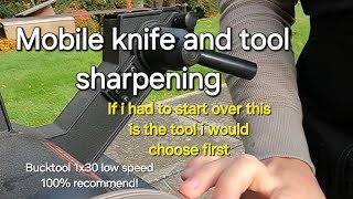 Bucktool 1x30 Mobile Knife Sharpening a Full Set of Chicago Cutlery Knives [upl. by Halette]