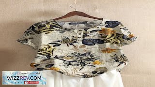 ZANZEA Plus Size Womens Shirt Cotton Linen Printed Casual Short Sleeve O Review [upl. by Farrison217]