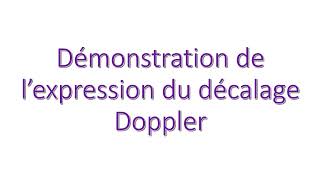 Cours  Demonstration decalage doppler Chapitre 4 [upl. by Alderman]