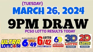 Lotto Result Today 9pm draw March 26 2024 658 649 642 6D Swertres Ez2 PCSOlotto [upl. by Gabriella405]