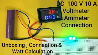 DC 100V 10A Voltmeter Ammeter Connection  How to connect voltmeter ammeter [upl. by Nimoynib536]