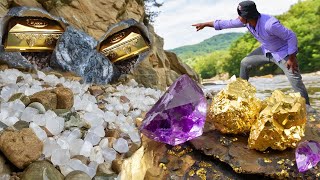 Man Finds Diamond and Gold amp Gemstone Mine Under Stone  More Gemstones Discovered part2 [upl. by Rimas861]