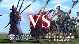 WARHAMMER III Total War  Men At Arms Polearms VS Zombie Pirate Deckhands Mob Polearms [upl. by Suzetta]