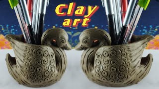 How To Make Pen Stand  DIY Pen Holder  Pendani Clay Pen StandClay Art Tutorial [upl. by Germaun]