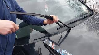 How to change front wiper blades on AUDI A4 B7 tutorial  Bosch Aerotwin wipers [upl. by Aelyak]