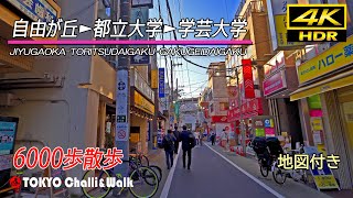 自由が丘駅から都立大学駅を経由し学芸大学駅まで散歩4K HDR [upl. by Anhoj745]