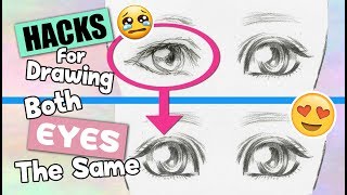 ❤HACKS amp tips for drawing The 2nd Eye❤ Drawing both eyes the same ❤ARTIST LIFE HACKS [upl. by Eicirtap256]