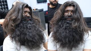 10 YEARS BEARD Homeless Man Insane Transformation [upl. by Nallid]