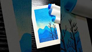 Gradient Landscape Mountains and Trees asmr art acrylicmarkers satisfying howtodraw painting [upl. by Aneles]