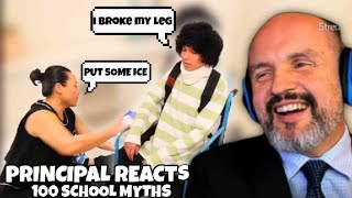 High School Principal Reacts  Stokes Twins  Busting 100 School Myths [upl. by Zebaj]