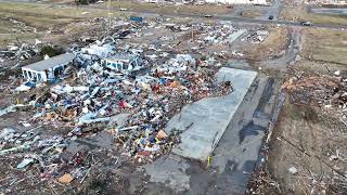 12112021 Dawson Springs Ky Extraordinary tornado damage Town destroyed drone [upl. by Nide]