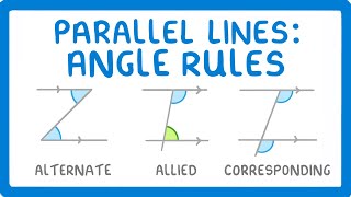 GCSE Maths  Alternate Corresponding and Allied Angles  Parallel Lines Angle Rules 117 [upl. by Adranoel512]