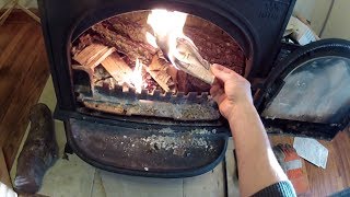 Starting a Fire in My Jotul F3 Stove using a Campmor Catalog [upl. by Mharba]