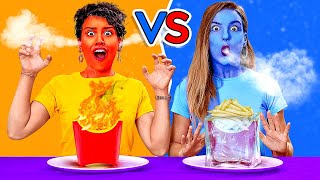 EATING ONLY HOT vs COLD FOOD FOR 24 HOURS Last To STOP Eating Wins DIY Pranks by 123 GO CHALLENGE [upl. by Dietz]