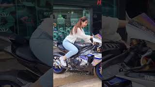 Yamaha R6 Knee Drag Akrapovic Exhaust  motorcycle girl ride  short bike ride video  shorts [upl. by Amandie]