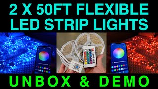 RGB LED Strip Lights Bluetooth Music Sync App Control by TJOY Unboxing Demo Review [upl. by Lamp954]