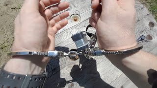 DOUBLE LOCKED HANDCUFFED AND PADLOCK ESCAPE WITH PAPERCLIP randomjimgiveaway handcuffs escape [upl. by Ailero520]