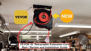 VEVOR 45’ Retractable Extension Cord Reel  Review and Installation Guide [upl. by Aynotak]