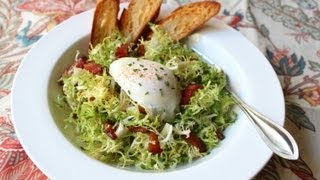 Salad Lyonnaise  Frisee Salad with Shallot Dijon Dressing Bacon and Poached Egg [upl. by Eimareg]