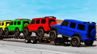 Flatbed Truck Mcqueen  Transportation with Truck  Pothole vs Car 7  BeamNGDrive  Just BeamNG [upl. by Brent]